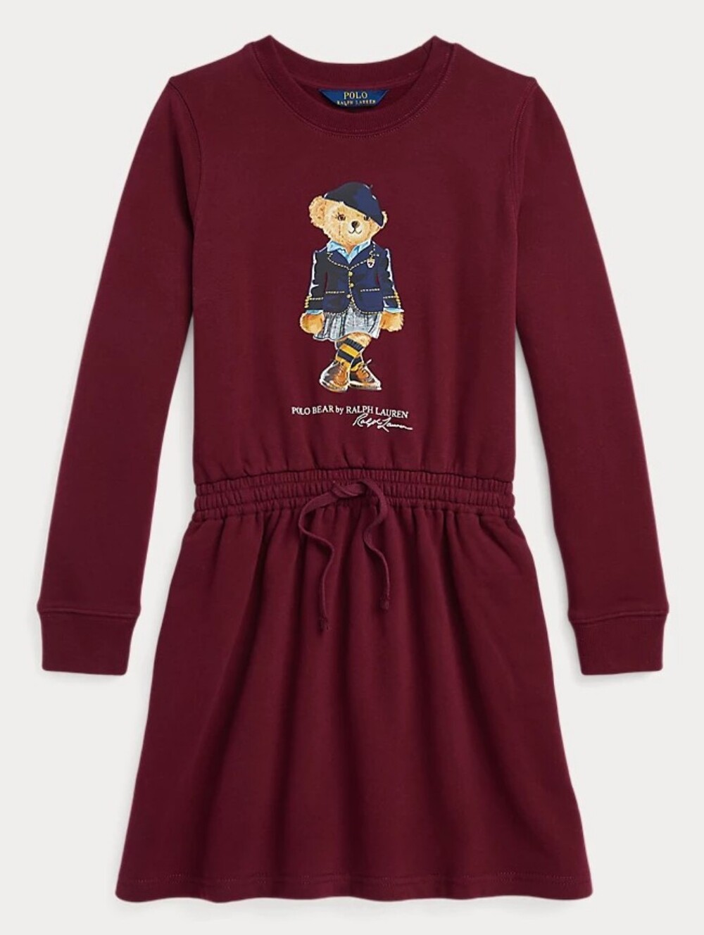 Polo Ralph Lauren Polo Bear Fleece Dress Girls 7 Burgundy Preppy